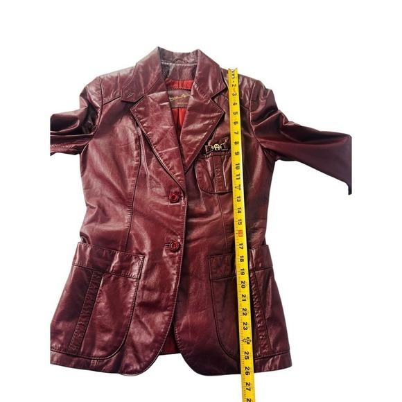 Vintage 70s Etienne Aigner Burgundy Wine Red Leather Blazer Jacket Size 10 Retro - Picture 5 of 12